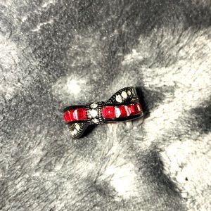 Size 7 black red and silver ring